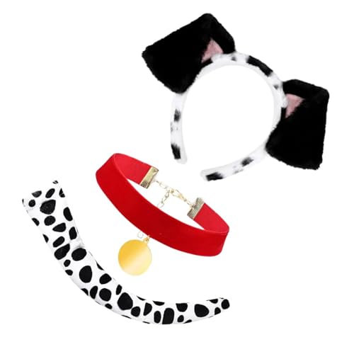 3-teiliges Hundekostüm Zubehör Halloween Hundekostüm Inklusive Hundeohren Stirnband Schwanz Hundehalsband Für Kinder Und Erwachsene Cosplay von LEIDJGUN