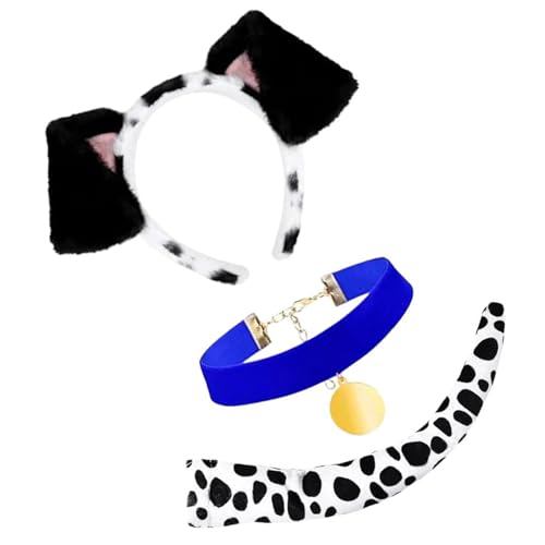 3-teiliges Hundekostüm Zubehör Halloween Hundekostüm Inklusive Hundeohren Stirnband Schwanz Hundehalsband Für Kinder Und Erwachsene Cosplay von LEIDJGUN