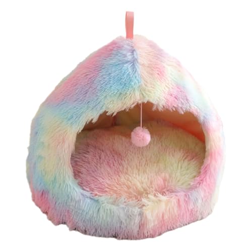 LEIDJGUN Lovely Pet House Soft Long Plush Indoor Pet Sleep Shelters with Hanging Toy Nonslip and Warm For Small Dogs Cats von LEIDJGUN