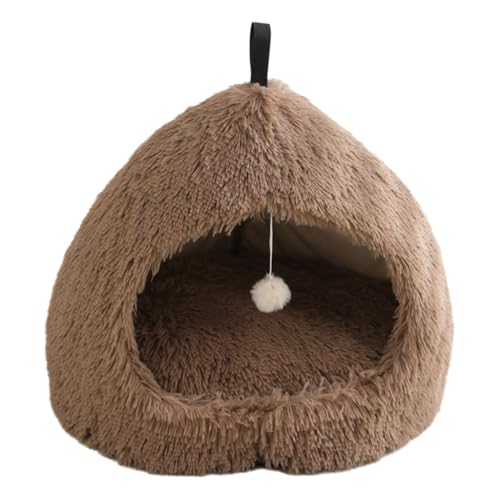 LEIDJGUN Lovely Pet House Soft Long Plush Indoor Pet Sleep Shelters with Hanging Toy Nonslip and Warm For Small Dogs Cats von LEIDJGUN