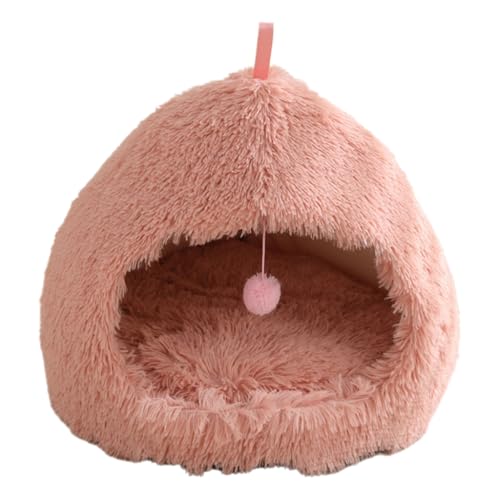 LEIDJGUN Lovely Pet House Soft Long Plush Indoor Pet Sleep Shelters with Hanging Toy Nonslip and Warm For Small Dogs Cats von LEIDJGUN