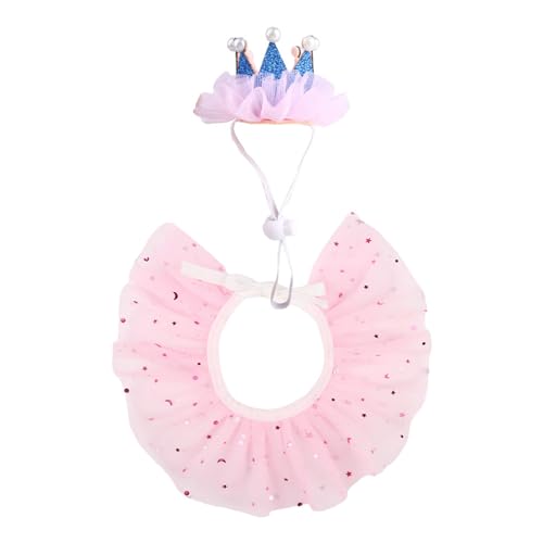 LEIDJGUN Verkleiden Sie Ihr Haustier Zum Geburtstag Prinzessin Kronen Und Halsband Set Cosplay Zubehör Warme Kopfbedeckung Rollenspiel Zubehör von LEIDJGUN