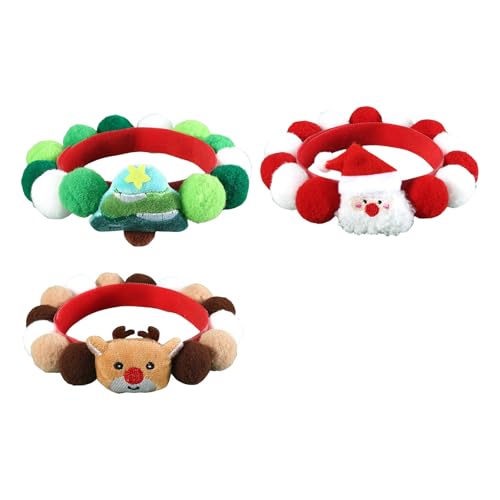 Weihnachten Themen Pompoms Halsband Cartoon Santa Cats Kragen Accessoires Pack Von 3 Für Haustier Outfit Holiday Cats Hundewäsche von LEIDJGUN