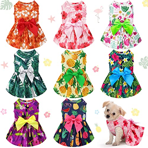 LEIFIDE Hawaii-Hundekleider mit Sommer-Thema, Urlaubs-Hundekleid, Flamingo, Obst, Blumenmuster, Haustierröcke, Hawaii, Welpen, Prinzessinnenkleider, Outfits, Schleife, Welpenkleider für Mädchen, von LEIFIDE