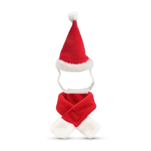 Lustige Weihnachtsmannmütze, Haustier-Kopfbedeckung, Foto-Requisiten mit Schal für Katzen und Hunde, für Urlaubsfotos und Partys von LEJIAJU