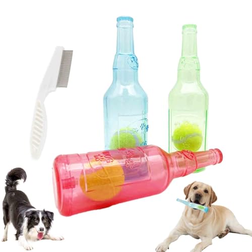 LEJXORLIN Zentric CrunchNPlay Flaschenspielzeug, Zentric Interaktives Hundespielzeug, Flasche Kauspielzeug für Hunde, Quietschflasche Spielzeug, Hundespielzeug Wasserflasche für kleine & große Hunde von LEJXORLIN