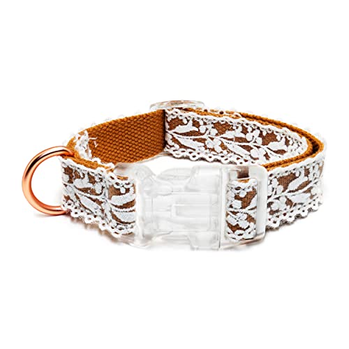 LEKAIGO Hundehalsband und Leine, Baumwollspitze, handgefertigt, 1,2 - 1,5 m, verstellbar, bequem, einzigartig, für kleine, mittelgroße und große Hunde, 1 Stück, braunes Halsband (Breite: 2,5 cm) von LEKAIGO