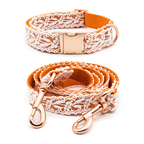 LEKAIGO Hundehalsband und Leine, Baumwollspitze, handgefertigt, 1,2 - 1,5 m, verstellbar, bequem, einzigartige Halsbänder und Leinen für kleine, mittelgroße und große Hunde von LEKAIGO