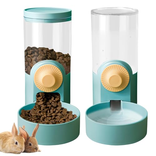 LEKEFETO Hängekäfig Futterspender Kaninchen, Wasserspender für Hunde, Kaninchenfutter Wasserflasche, Automatischer Tierfutterspender, für Katzen, Kaninchen, Hunde, Meerschweinchen, Hamster(Grün) von LEKEFETO