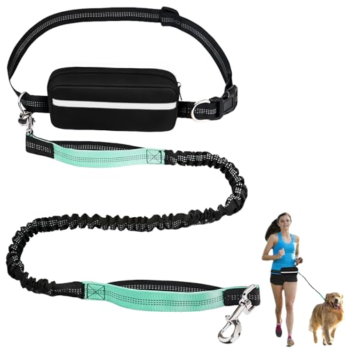 LEKEFETO Joggingleine für Hunde, Bauchgurt Hundeleine mit Reflektierende Nähte, 2 in 1 Joggingleine mit Dual Griffe, für Große und Mittelgroße Hunde, 120-183 cm von LEKEFETO