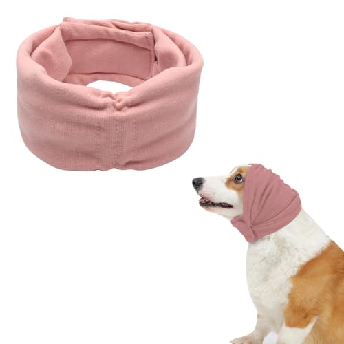 Beruhigende Ohrenschützer für Hunde, Haustier Ohrenklappe Kopfwickel, Einstellbare Klettverschluss Hund Ohrenwärmer für Angst Relief Haustier (Rosa, M) von LELEWANGLUO