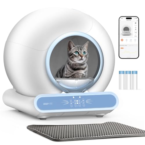 LELOKIDZ Selbstreinigende Katzentoilette Automatik für mehrfache Katzen blau von LELOKIDZ