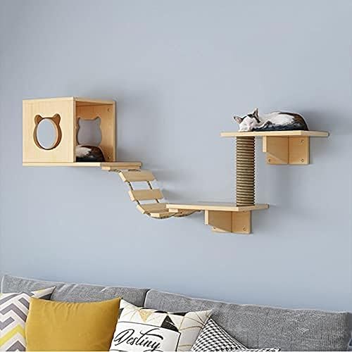 Luxuriöse Wandmontierte Katzenmöbel, Hölzerne Katzenregale, Sitzstangen Für Die Wand, Katzenstufen, Leiter, Katzenbett, Aktivitätsbaum, Katzenkletterstruktur, Moderne Katzenplattform,B,Picturesque von LENIUKS