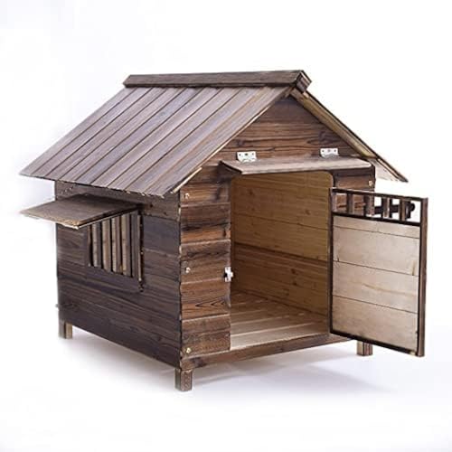 wasserdichte Hundehütte für den Außenbereich, Holzhütte, regensichere Haustierhütte, Hundehütte, Hundehütte für große Hunde, braun, 99 x 92 x 95 cm von LENIUKS