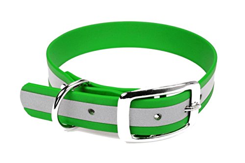 LENNIE BioThane Halsband, Dornschnalle, 25 mm breit, Größe 32-40 cm, Neon-Grün-Reflex von LENNIE