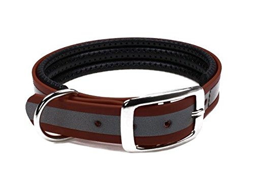 LENNIE BioThane Halsband, gepolstert, Dornschnalle, 25 mm breit, Größe 32-40 cm, Rotbraun-Reflex von LENNIE