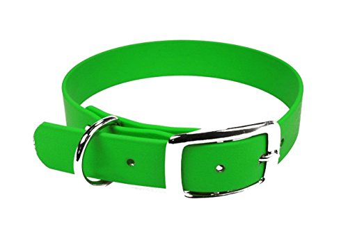 LENNIE BioThane Halsband, Dornschnalle, 16 mm breit, Größe 26-32 cm, Neon-Grün, Aufdruck möglich von LENNIE