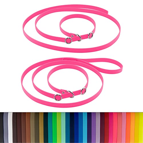 LENNIE BioThane Retrieverleine, 1,25m lang, Neon-Pink, 16mm, 19mm, Handschlaufe, Stopperringe, Moxonleine von LENNIE