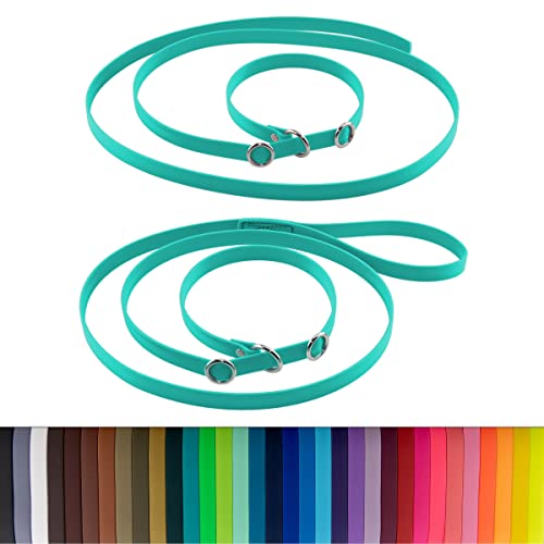 LENNIE BioThane Retrieverleine, 2,5m lang, Petrol/Teal, 16mm, 19mm, Handschlaufe, Stopperringe, Moxonleine von LENNIE