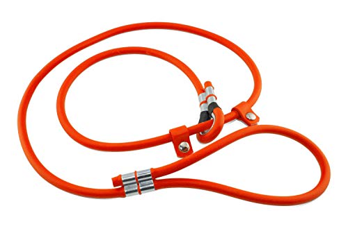 LENNIE BioThane Retrieverleine, rund, Ø 6mm, 1,5m lang, mit Handschlaufe, Neon-Orange, Moxonleine von LENNIE