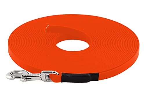 LENNIE BioThane Schleppleine, 10m, Neon-Orange, 16mm für große Hunde, genäht von LENNIE