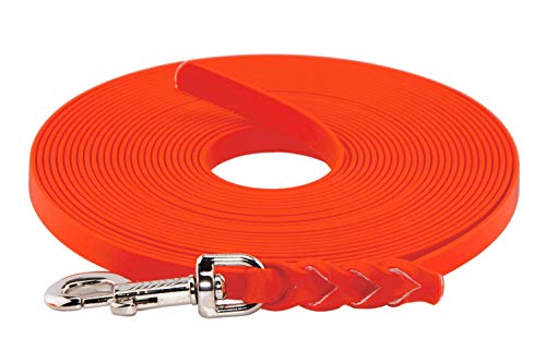 LENNIE BioThane Schleppleine, 13mm, Hunde 15-25kg, 10m lang, ohne Handschlaufe, Neon-Orange, geflochten von LENNIE