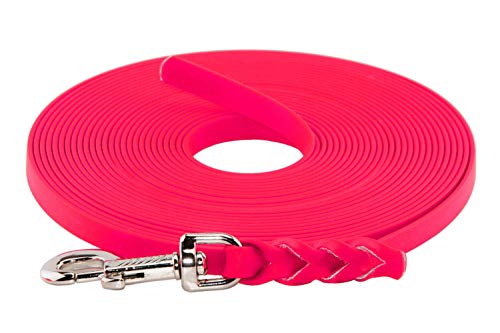 LENNIE BioThane Schleppleine, 9mm, Hunde 5-15kg, 10m lang, ohne Handschlaufe, Neon-Pink, geflochten von LENNIE