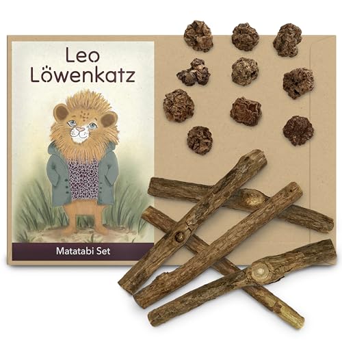 LEO LÖWENKATZ Matatabi Set aus getrockneten Matatabi Früchten (30g) und Matatabi Sticks (5 Stück - auch Katzenminze Stick genannt). von LEO LÖWENKATZ
