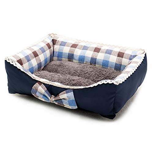 LEOCLOTHO Hundebett Hundesofa Hundekissen Katzenbett Weich Hundekorb Hundekörbchen Hundecouch Hundematte Tierbett Haustierbett Bogenknoten-Blau L von LEOCLOTHO