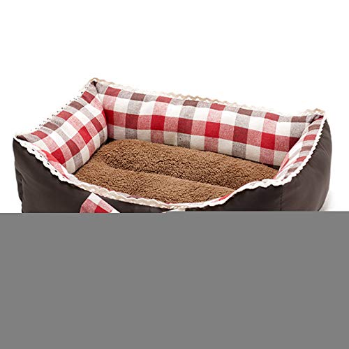 LEOCLOTHO Hundebett Hundesofa Hundekissen Katzenbett Weich Hundekorb Hundekörbchen Hundecouch Hundematte Tierbett Haustierbett Bogenknoten-Rot M von LEOCLOTHO