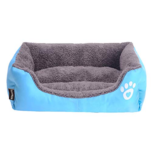 LEOCLOTHO Hundebett Hundesofa Hundekissen Katzenbett Weich Hundekorb Hundekörbchen Hundecouch Hundematte Tierbett Haustierbett Pfotenabdruck-Blau 2XL von LEOCLOTHO