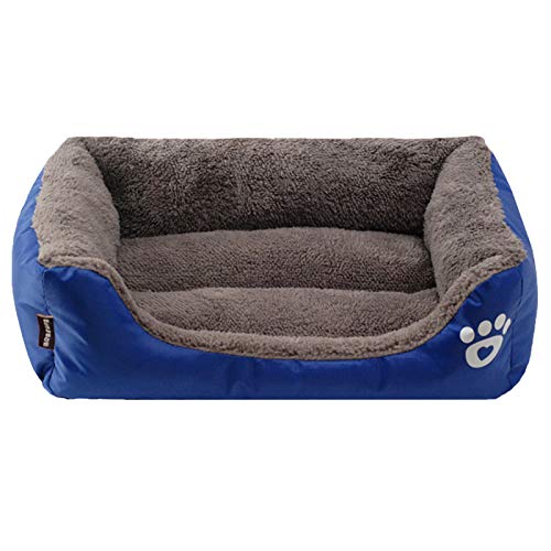 LEOCLOTHO Hundebett Hundesofa Hundekissen Katzenbett Weich Hundekorb Hundekörbchen Hundecouch Hundematte Tierbett Haustierbett Pfotenabdruck-Dunkelblau 2XL von LEOCLOTHO