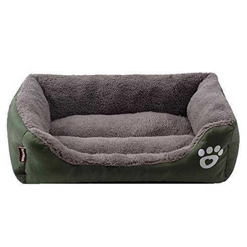 LEOCLOTHO Hundebett Hundesofa Hundekissen Katzenbett Weich Hundekorb Hundekörbchen Hundecouch Hundematte Tierbett Haustierbett Pfotenabdruck-Dunkelgrün 2XL von LEOCLOTHO