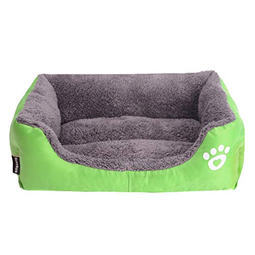 LEOCLOTHO Hundebett Hundesofa Hundekissen Katzenbett Weich Hundekorb Hundekörbchen Hundecouch Hundematte Tierbett Haustierbett Pfotenabdruck-Grün 2XL von LEOCLOTHO