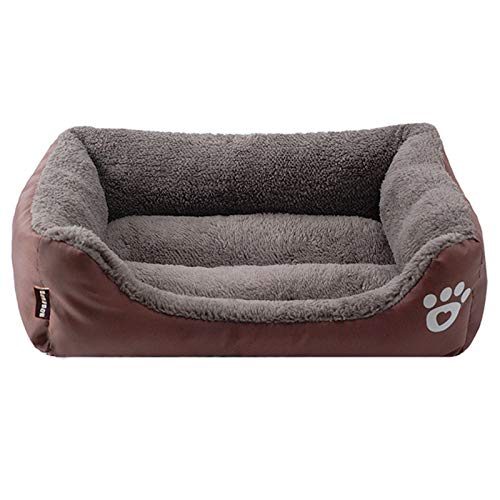 LEOCLOTHO Hundebett Hundesofa Hundekissen Katzenbett Weich Hundekorb Hundekörbchen Hundecouch Hundematte Tierbett Haustierbett Pfotenabdruck-Kaffee 2XL von LEOCLOTHO