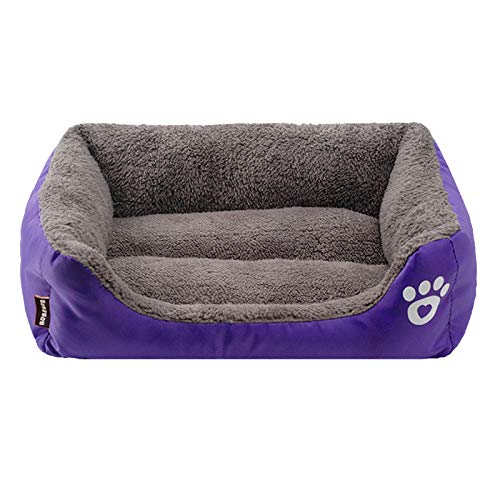 LEOCLOTHO Hundebett Hundesofa Hundekissen Katzenbett Weich Hundekorb Hundekörbchen Hundecouch Hundematte Tierbett Haustierbett Pfotenabdruck-Lila 2XL von LEOCLOTHO