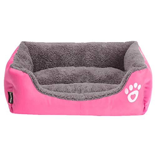 LEOCLOTHO Hundebett Hundesofa Hundekissen Katzenbett Weich Hundekorb Hundekörbchen Hundecouch Hundematte Tierbett Haustierbett Pfotenabdruck-Rose 2XL von LEOCLOTHO