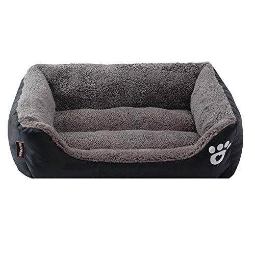 LEOCLOTHO Hundebett Hundesofa Hundekissen Katzenbett Weich Hundekorb Hundekörbchen Hundecouch Hundematte Tierbett Haustierbett Pfotenabdruck-Schwarz 2XL von LEOCLOTHO