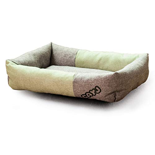 LEOCLOTHO Hundebett Hundesofa Hundekissen Katzenbett Weich Hundekorb Hundekörbchen Hundecouch Hundematte Tierbett Haustierbett Stoff spleißen-Grün L von LEOCLOTHO