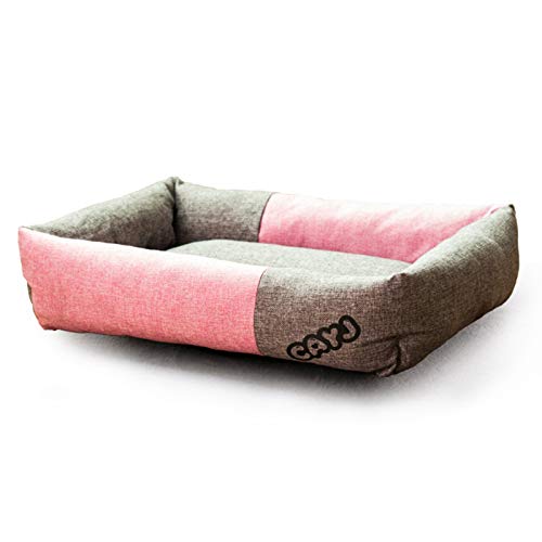 LEOCLOTHO Hundebett Hundesofa Hundekissen Katzenbett Weich Hundekorb Hundekörbchen Hundecouch Hundematte Tierbett Haustierbett Stoff spleißen-Pink L von LEOCLOTHO