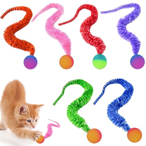 LEOEASIY Wackelball für Katzen 6 Stück Wiggly Balls für Katzen,Typisierter Wackelball für Katzen,Wackelbälle für Katzen,Katzen und Interaktives Katzenspielzeug für Alle Altersgruppen von LEOEASIY