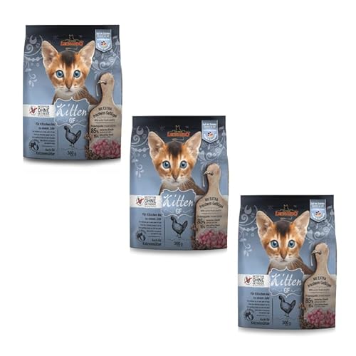 LEONARDO Kitten GF | 3er Pack | 3 x 300 g | Trockenfutter für Kitten | Empfohlen zur Unterstützung Einer gesunden Verdauung | Optimale Krokettenform von Leonardo