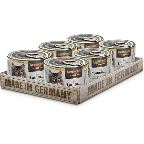 LEONARDO Katzen Nassfutter Superior Selection, Lamm mit Geflügel & Kürbis, 6x200g Dose, für ausgewachsene Katzen, getreidefrei, ohne Zucker, Made in Germany von Leonardo