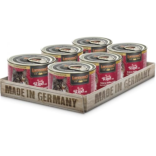 LEONARDO Katzen Nassfutter Superior Selection, Rind mit Wild & Süßkartoffel, 6x200g Dose, für ausgewachsene Katzen, getreidefrei, ohne Zucker, Made in Germany von Leonardo