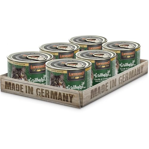 LEONARDO Katzen Nassfutter Superior Selection, Truthahn mit Forelle & Cranberries, 6x200g Dose, für ausgewachsene Katzen, getreidefrei, ohne Zucker, Made in Germany von Leonardo