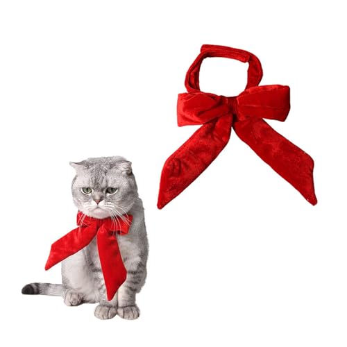 LERTREEUK Retro-Fliege aus Samt, Halsband und Fliege, für Haustiere, für Weihnachten, Neujahr, Party, Katze, Hund (L) von LERTREEUK