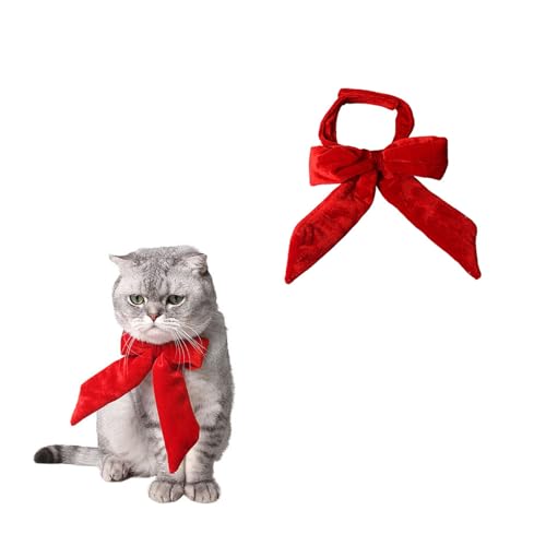 LERTREEUK Retro-Fliege aus Samt, Halsband und Fliege, für Haustiere, für Weihnachten, Neujahr, Party, Katze, Hund (S) von LERTREEUK