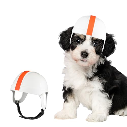 Lesypet Hundehelm mit verstellbarem Riemen, Haustier-Motorradhelm für kleine Hunde, Outdoor, Reiten, Radfahren, Weiß, Größe S von LESYPET