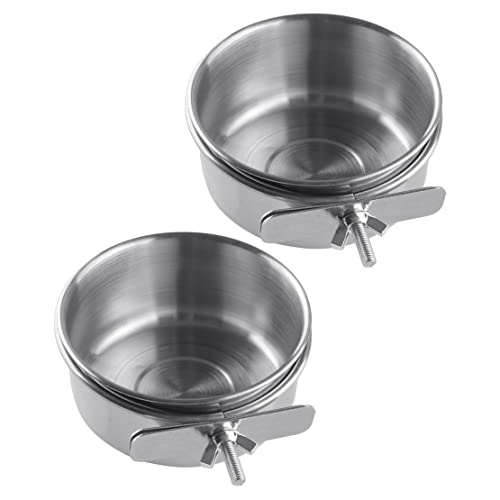 LETAOSK 2Pcs Silber Edelstahl hängende Nahrung Wasser Schüssel Cup Feeder Fit für Papagei Vogel Doge Haustier Käfig Coop von LETAOSK