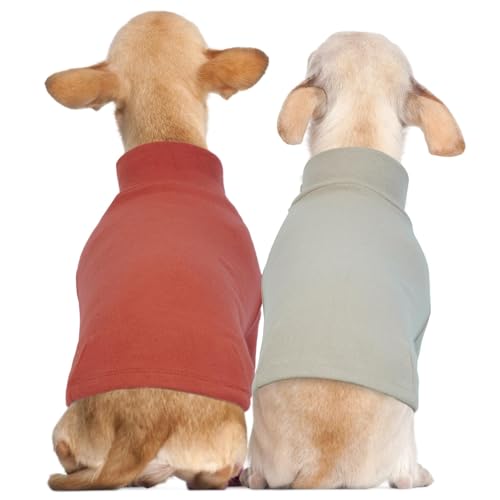 Hunde-T-Shirt, 2er-Pack für kleine und mittelgroße Hunde, weiche Baumwolle, atmungsaktiv und bequem, maschinenwaschbar, stilvolle Designs für den täglichen Gebrauch von LETSQK